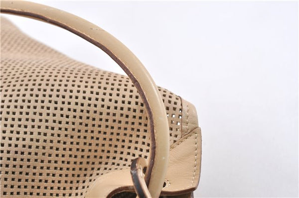 Authentic GUCCI Shoulder Tote Bag Punching Leather Suede 90644 Beige 7458F