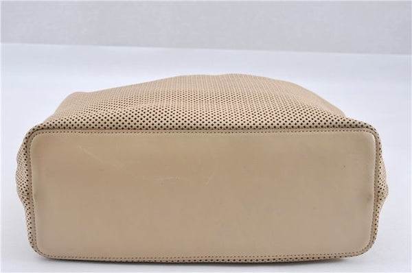 Authentic GUCCI Shoulder Tote Bag Punching Leather Suede 90644 Beige 7458F