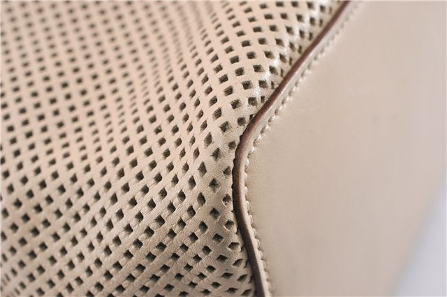 Authentic GUCCI Shoulder Tote Bag Punching Leather Suede 90644 Beige 7458F