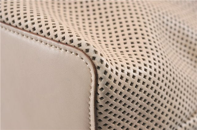 Authentic GUCCI Shoulder Tote Bag Punching Leather Suede 90644 Beige 7458F