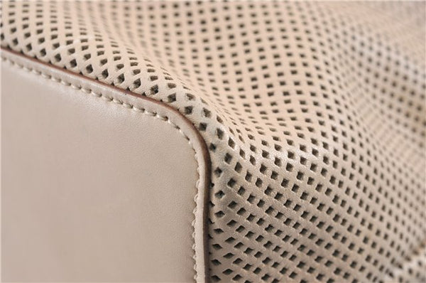 Authentic GUCCI Shoulder Tote Bag Punching Leather Suede 90644 Beige 7458F