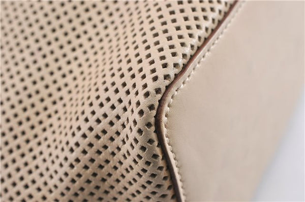 Authentic GUCCI Shoulder Tote Bag Punching Leather Suede 90644 Beige 7458F