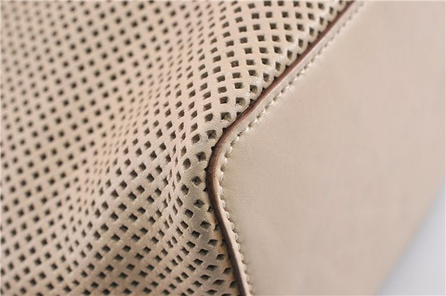 Authentic GUCCI Shoulder Tote Bag Punching Leather Suede 90644 Beige 7458F