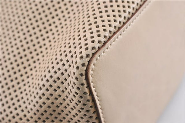 Authentic GUCCI Shoulder Tote Bag Punching Leather Suede 90644 Beige 7458F