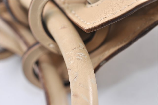 Authentic GUCCI Shoulder Tote Bag Punching Leather Suede 90644 Beige 7458F