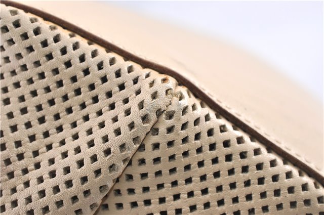 Authentic GUCCI Shoulder Tote Bag Punching Leather Suede 90644 Beige 7458F