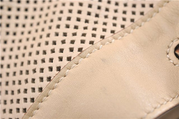 Authentic GUCCI Shoulder Tote Bag Punching Leather Suede 90644 Beige 7458F