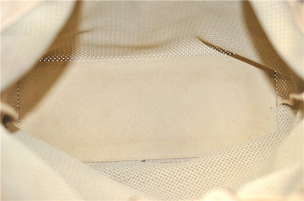 Authentic GUCCI Shoulder Tote Bag Punching Leather Suede 90644 Beige 7458F