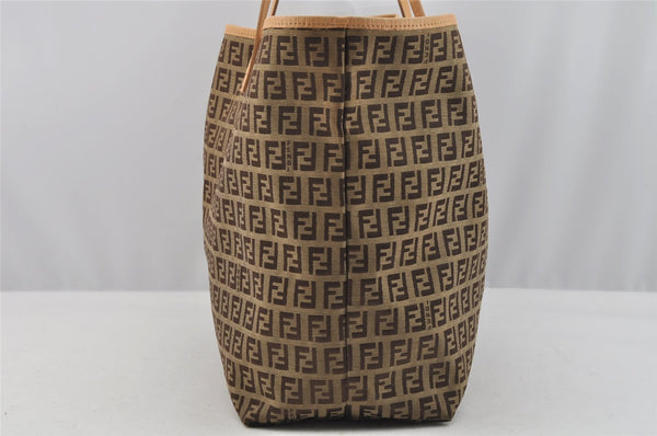 Authentic FENDI Vintage Zucchino Shoulder Tote Bag Canvas Leather Brown 7459I