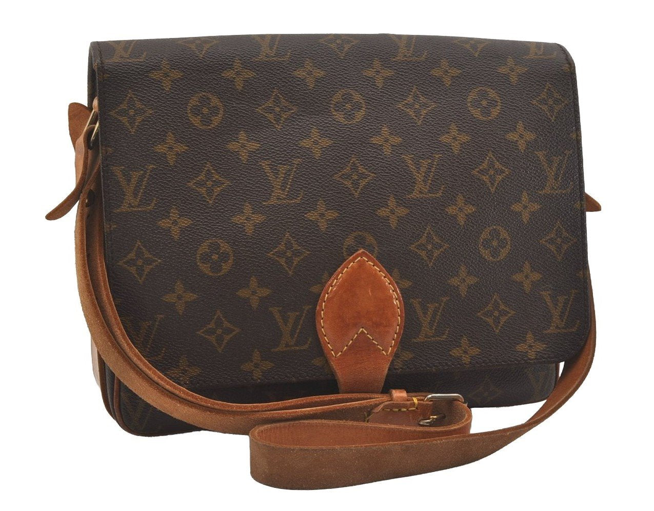 Authentic Louis Vuitton Monogram Cartouchiere GM Shoulder Bag Old Model 7463I