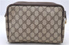 Authentic GUCCI Clutch Hand Bag Purse GG PVC Leather Brown 7465C