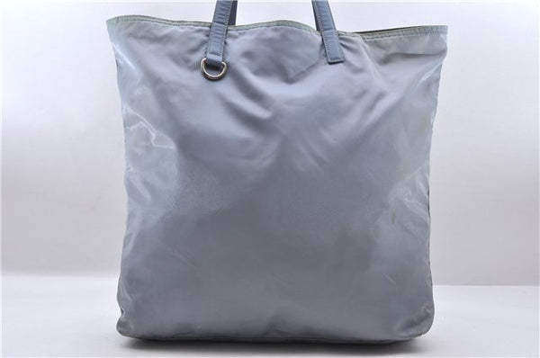 Authentic PRADA Nylon Leather Shoulder Tote Bag BN1068 Light Blue 7466C