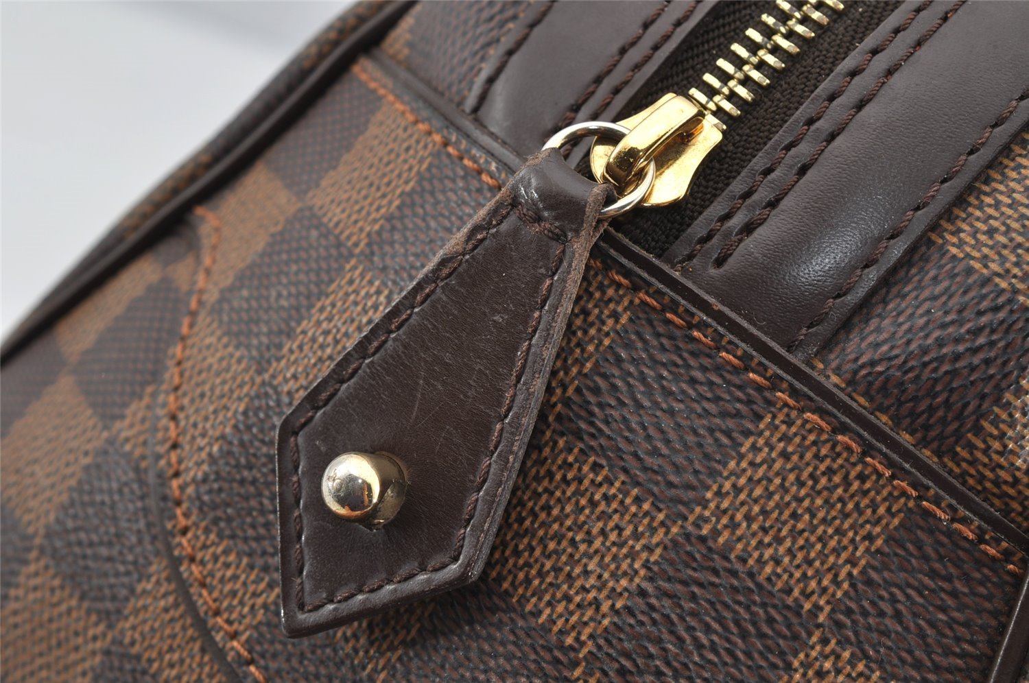 Authentic Louis Vuitton Damier Duomo Hand Boston Bag Purse N60008 LV 7468I