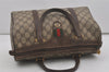 Authentic GUCCI Web Sherry Line Hand Boston Bag GG PVC Leather Brown 7470I