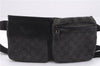 Authentic GUCCI Vintage Waist Body Bag Purse GG Canvas Leather 28566 Black 7481E