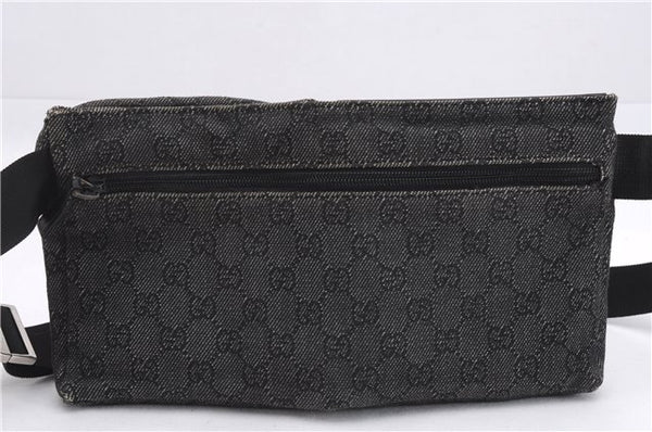 Authentic GUCCI Vintage Waist Body Bag Purse GG Canvas Leather 28566 Black 7481E