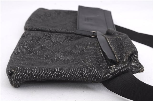 Authentic GUCCI Vintage Waist Body Bag Purse GG Canvas Leather 28566 Black 7481E