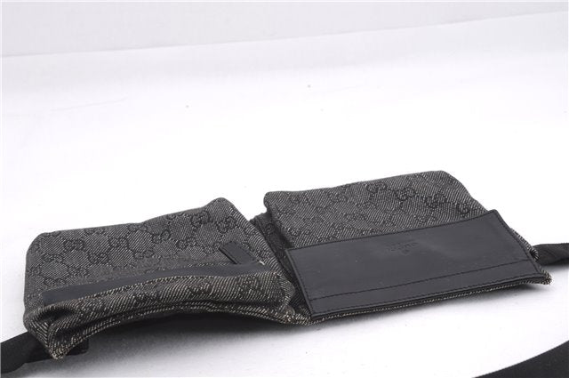 Authentic GUCCI Vintage Waist Body Bag Purse GG Canvas Leather 28566 Black 7481E