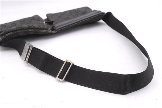 Authentic GUCCI Vintage Waist Body Bag Purse GG Canvas Leather 28566 Black 7481E