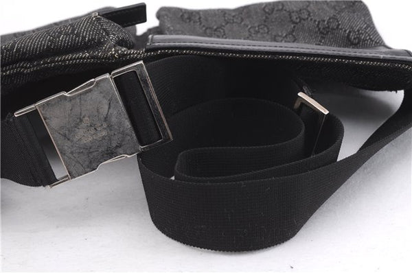 Authentic GUCCI Vintage Waist Body Bag Purse GG Canvas Leather 28566 Black 7481E