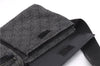 Authentic GUCCI Vintage Waist Body Bag Purse GG Canvas Leather 28566 Black 7481E