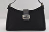 Authentic FENDI Vintage Shoulder Hand Bag Purse Jersey Leather Black 7483I