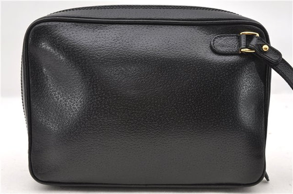 Authentic GUCCI Vintage Clutch Hand Bag Leather Black 7484C