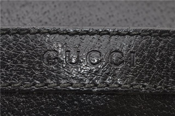 Authentic GUCCI Vintage Clutch Hand Bag Leather Black 7484C