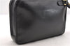 Authentic GUCCI Vintage Clutch Hand Bag Leather Black 7484C