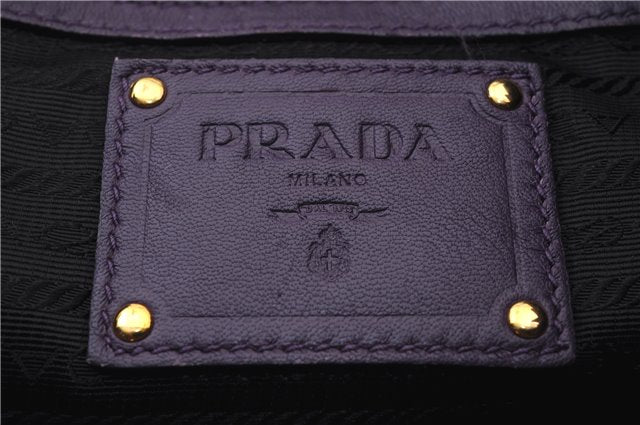 Authentic PRADA Frill Nylon Leather Hand Bag Purse Purple 7486C