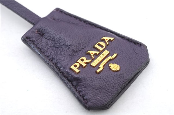 Authentic PRADA Frill Nylon Leather Hand Bag Purse Purple 7486C