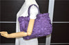 Authentic PRADA Frill Nylon Leather Hand Bag Purse Purple 7486C