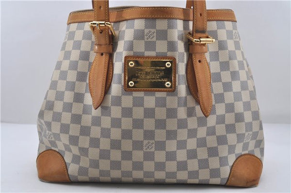 Auth Louis Vuitton Damier Azur Hampstead MM Shoulder Tote Bag N51206 LV 7486D