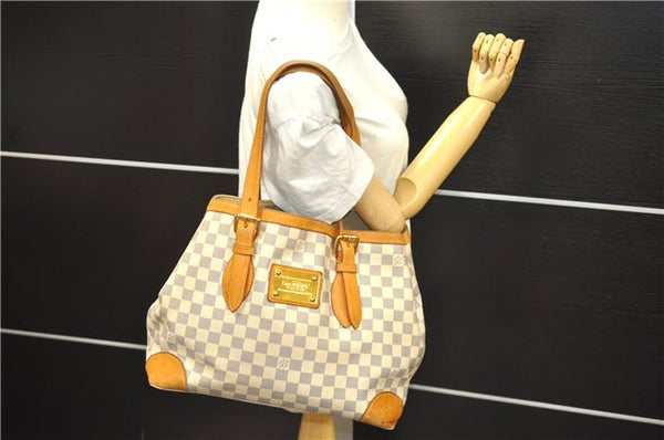 Auth Louis Vuitton Damier Azur Hampstead MM Shoulder Tote Bag N51206 LV 7486D