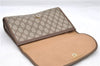 Authentic GUCCI Web Sherry Line Clutch Bag GG PVC Leather Brown 7489C