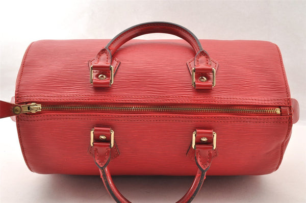 Authentic Louis Vuitton Epi Speedy 30 Hand Boston Bag Red M43007 LV 7492I