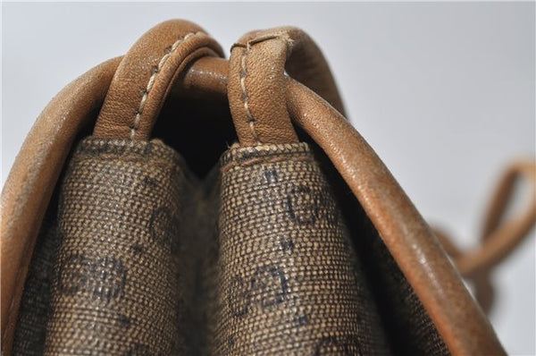 Authentic GUCCI Micro GG PVC Leather Shoulder Cross Body Bag Purse Brown 7504C