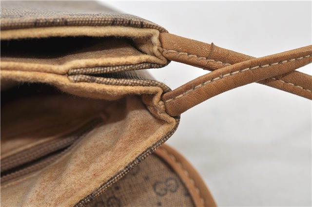 Authentic GUCCI Micro GG PVC Leather Shoulder Cross Body Bag Purse Brown 7504C