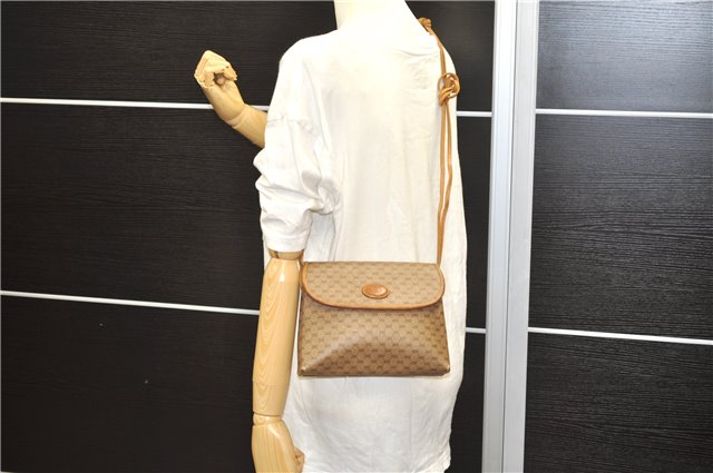 Authentic GUCCI Micro GG PVC Leather Shoulder Cross Body Bag Purse Brown 7504C