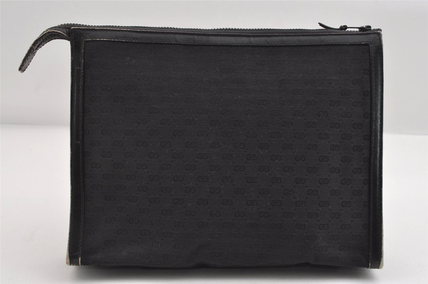 Authentic GUCCI Micro GG Canvas Leather Clutch Hand Bag Purse Black 7505I