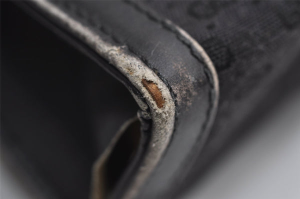 Authentic GUCCI Micro GG Canvas Leather Clutch Hand Bag Purse Black 7505I