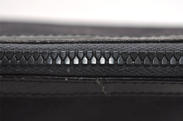 Authentic GUCCI Micro GG Canvas Leather Clutch Hand Bag Purse Black 7505I