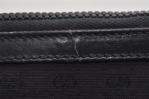 Authentic GUCCI Micro GG Canvas Leather Clutch Hand Bag Purse Black 7505I