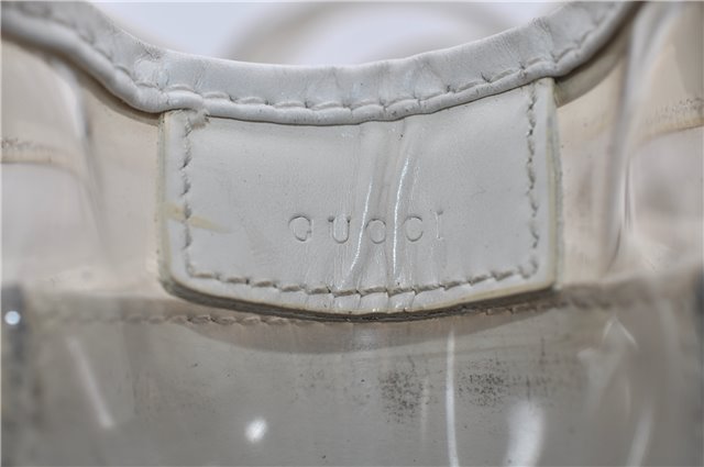 Authentic GUCCI 2Way Shoulder Hand Bag Purse Vinyl Leather Clear White 7506C