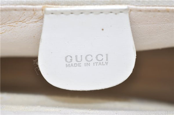 Authentic GUCCI 2Way Shoulder Hand Bag Purse Vinyl Leather Clear White 7506C