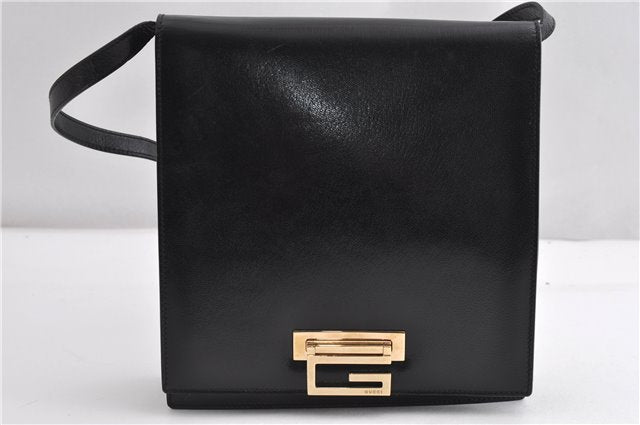 Authentic GUCCI Vintage Shoulder Hand Bag Purse Leather Black 7521F