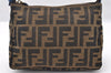 Authentic FENDI Vintage Zucca Hand Bag Purse Canvas Leather Brown 7526I