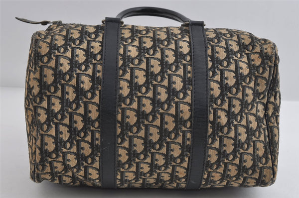 Authentic Christian Dior Trotter Hand Boston Bag Canvas Leather Blue 7527I