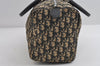 Authentic Christian Dior Trotter Hand Boston Bag Canvas Leather Blue 7527I