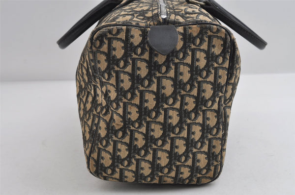 Authentic Christian Dior Trotter Hand Boston Bag Canvas Leather Blue 7527I